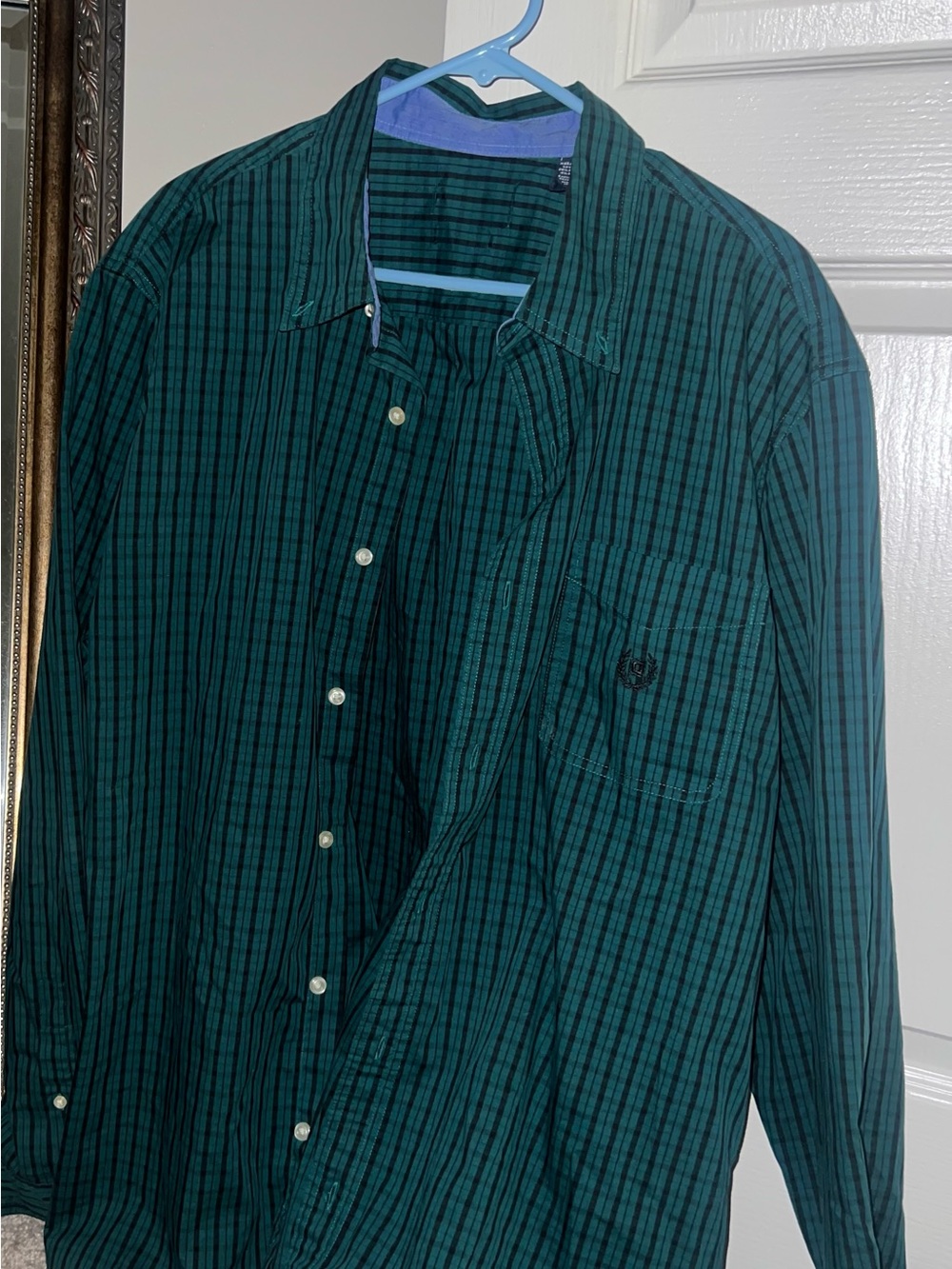 Men's Chaps Green Plaid Button-Up Shirt